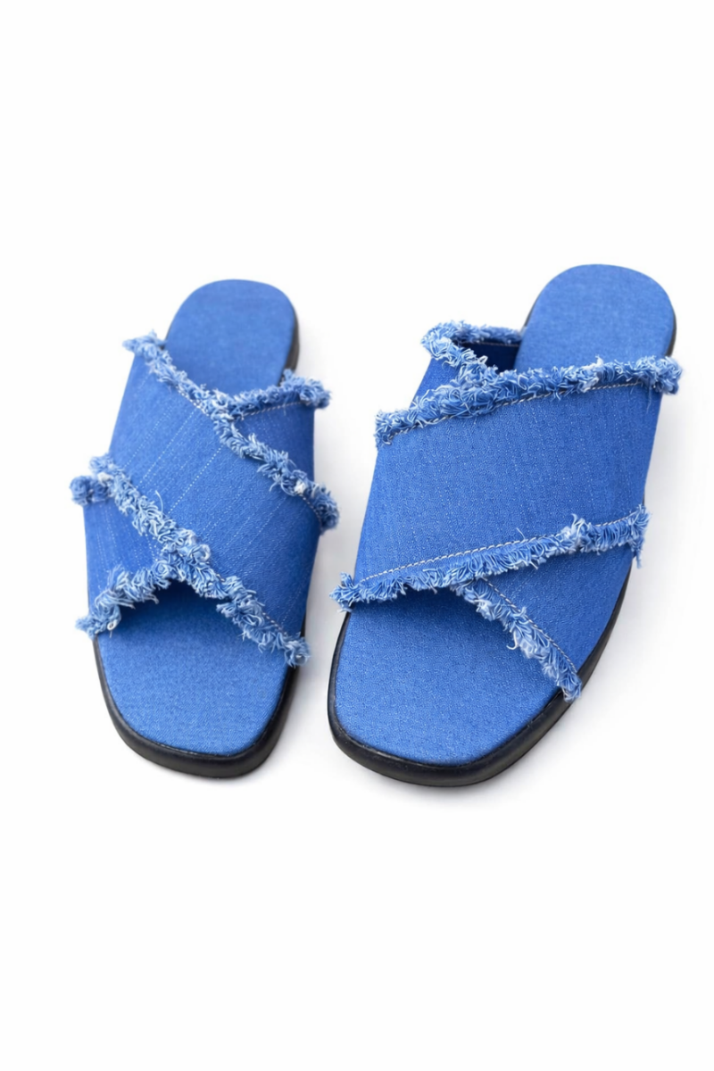 Denim Cross Comfort Slides